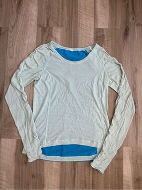 Lululemon Blue Striped Long Sleeve Top